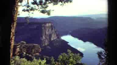 Western USA (1980): Top Of A Mountain Showing The River And The Trees And Land