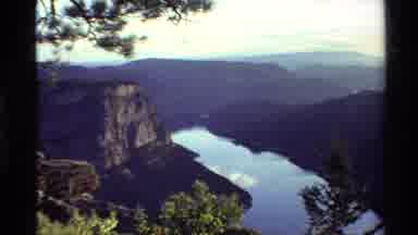 Western USA (1980): Moving Scenario Of Still Framework Containing Lake Herbs Rocky