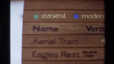 Western USA (1980): Eagle Rest Aerial Tram Sign Lists Vertical Rise In Feet Brown