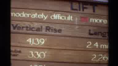 Western USA (1980): Wooden Ski Lodge Sign Displays Slope Skill Time And Distance