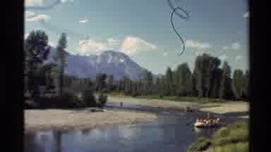 Western USA (1980): Peaceful Scenery With People Walking And In A Yellow Raft With