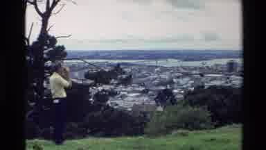 New Zealand (1981): Man Is Enjoying The Panoramic A Town From The Hilltop