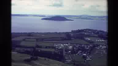 New Zealand (1981): Small Island In Middle Of Blue Lake Green Fields Farmland
