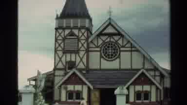 New Zealand (1981): Large Old Building On Green Grass With A Person Etched On