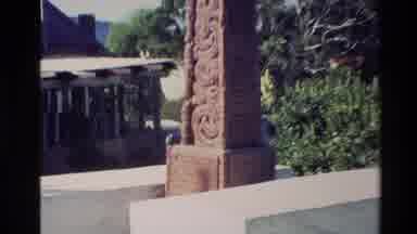New Zealand (1981): Church Steeple With People Brown Statue And Smoke Rising