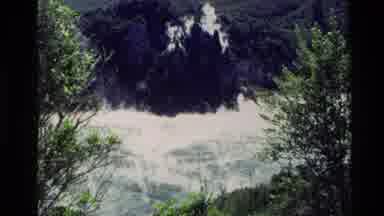 New Zealand (1981): Smoke Arising From A Volcano About To Erupt On A Cold Day
