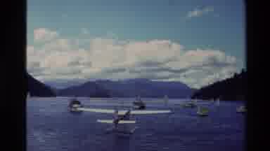 New Zealand (1982): Retro Landscape In Nature With Plane Boats Trees And A Lake