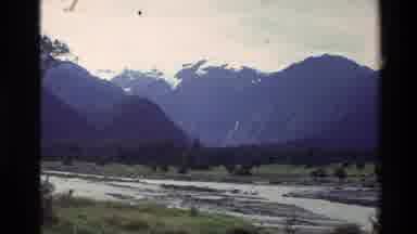 New Zealand (1982): River And Some Mountains With Snow Probably Up North