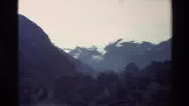 New Zealand (1982): Snow Mountains Trees Moraine Glaciers Foothills Grass Gravel