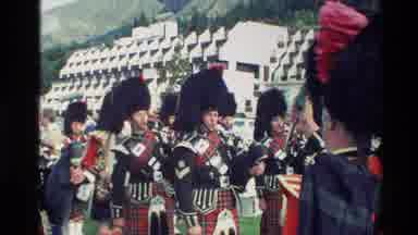 New Zealand (1982): Scottish Bagpipe Players Marching In A Parade Proudly