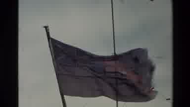 New Zealand (1982): People Boarding White Ferry Boat Faded Flag Blowing In Wind
