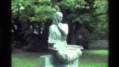 New Zealand (1982): Outdoor Statute With A Refocus On A Man Walking Across A