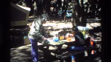 Big Sur California USA (1980): Family Having A Picnic While Camping Outdoors On