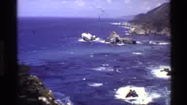 Big Sur California USA (1980): White Water Crashes Around Rocks Near Coastline