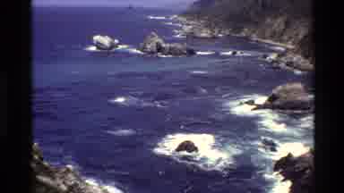 Big Sur California USA (1980): Whitecap Water Swirling And Crashing Around Jagged