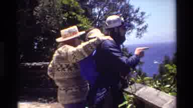 Big Sur California USA-1980: Family Vacation At Scenic Overlook And Ocean Waves