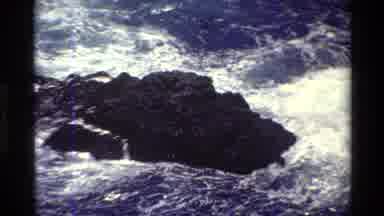 Big Sur California USA (1980): Waves Crashing Against Black Rock Formation Pale