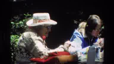 Big Sur California USA (1980): Two Women Are Seated At A Table Wearing Sunglasses