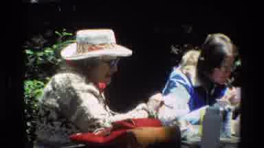 Big Sur California USA (1980): Single Frame Of Footage Showing Two Women Eating In