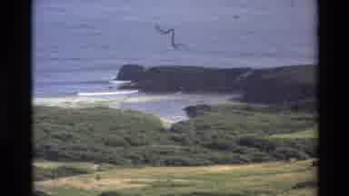 Big Sur California USA (1980): Cliff Side Near Ocean And People On The Shore Of