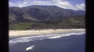 Big Sur California USA (1980): Waves Crashing On The Beach Shore With Mountains In