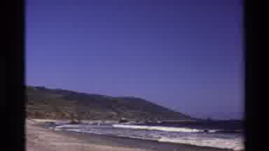 Big Sur California USA (1980): Ocean Waves Gently Lapping Onto A Sandy Pebble