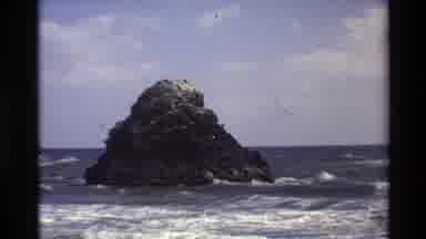 Big Sur California USA (1980): Sunny Day At The Beach With A Huge Rock In The