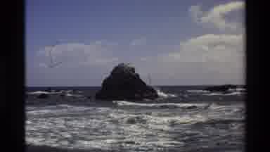 Big Sur California USA (1980): Ocean Shoreline With Wave Crashing Against Rocks