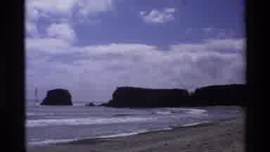 Big Sur California USA (1980): Coastal Hills On The Beach While Waves Are