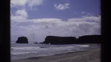 Big Sur California USA (1980): Beach Waves Hitting The Rocky Shore