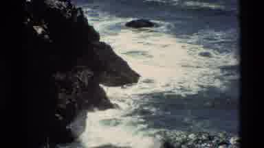 Big Sur California USA (1980): A Beautiful Blue Sea Waves Hitting The Rocks On The