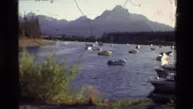 Grand Teton Wyoming USA (1980): Tree Green Boats Boat Sea Watery Air Natural