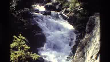 Grand Teton Wyoming USA (1980): Beautiful Waterfall In The Side Of The Mountain In