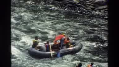 Grand Teton Wyoming USA (1980): People In Raft Floating Down River White Water
