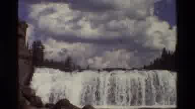 Grand Teton Wyoming USA (1980): Waterfall In A Beautiful Scenery Blue Skies Fishes