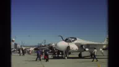 Beale Afb California USA (1981): People Gathering Around Old Jet War Airplanes In