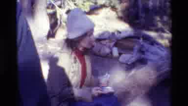 British Columbia USA (1981): Persons Are Eating Together In The Forest