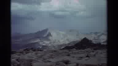 British Columbia USA (1981): Green Bush And A Big Tall Cold Icy Mountain In The