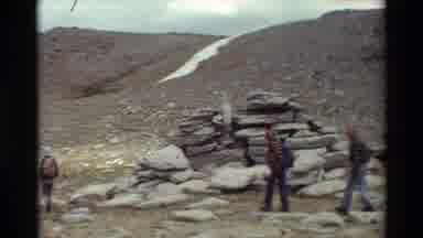 British Columbia USA (1981): Group Of Hikers Navigate Through Rocky Hills In Cool