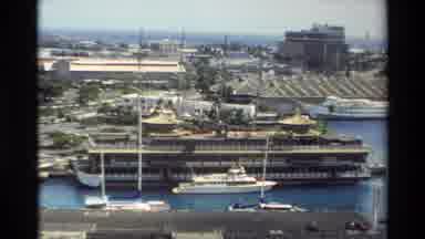 Hawaii USA (1981): Extremely Large Luxury Ship Is Sitting In The Dock And Then The