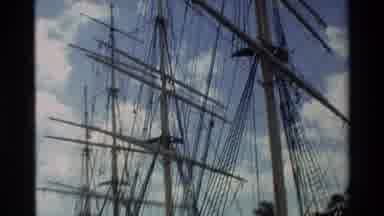 Hawaii USA (1981): Ships Mast With The Sails Down And A A White Building And