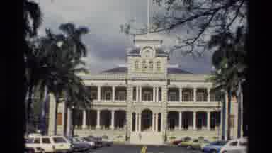 Hawaii USA (1981): Its A Court And A Man Is Standing Outside The Building It Is