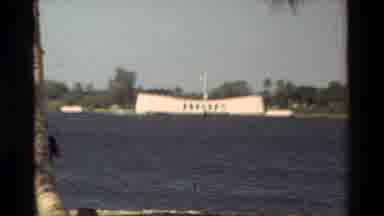 Hawaii USA (1981): Large Boat Is Moving In The Lake Where A Large Building With
