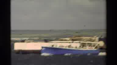 Hawaii USA (1981): An Official Building With Flag And A Boat Moving In The Water