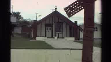 New Zealand-1981: Traditional Māori Meeting House and Geyser Terrace Sign