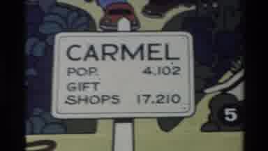Carmel California USA (1982): Comic Showing Carmel Town Sign With Gift Shops Then