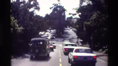 Carmel California USA (1982): Cars And People Walking In Big City