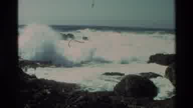Carmel California USA (1982): Sea Waves Crashing On A Cliff On A Sunny Day And
