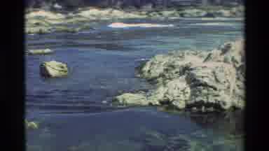Carmel California USA (1982): Water Wave Splashing In To The Bay With Many Bare