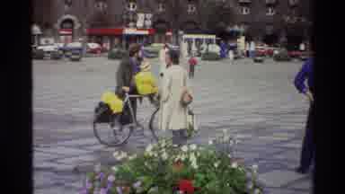 Denmark-1982: Father Mother And Son In Town Square With Bicycle
